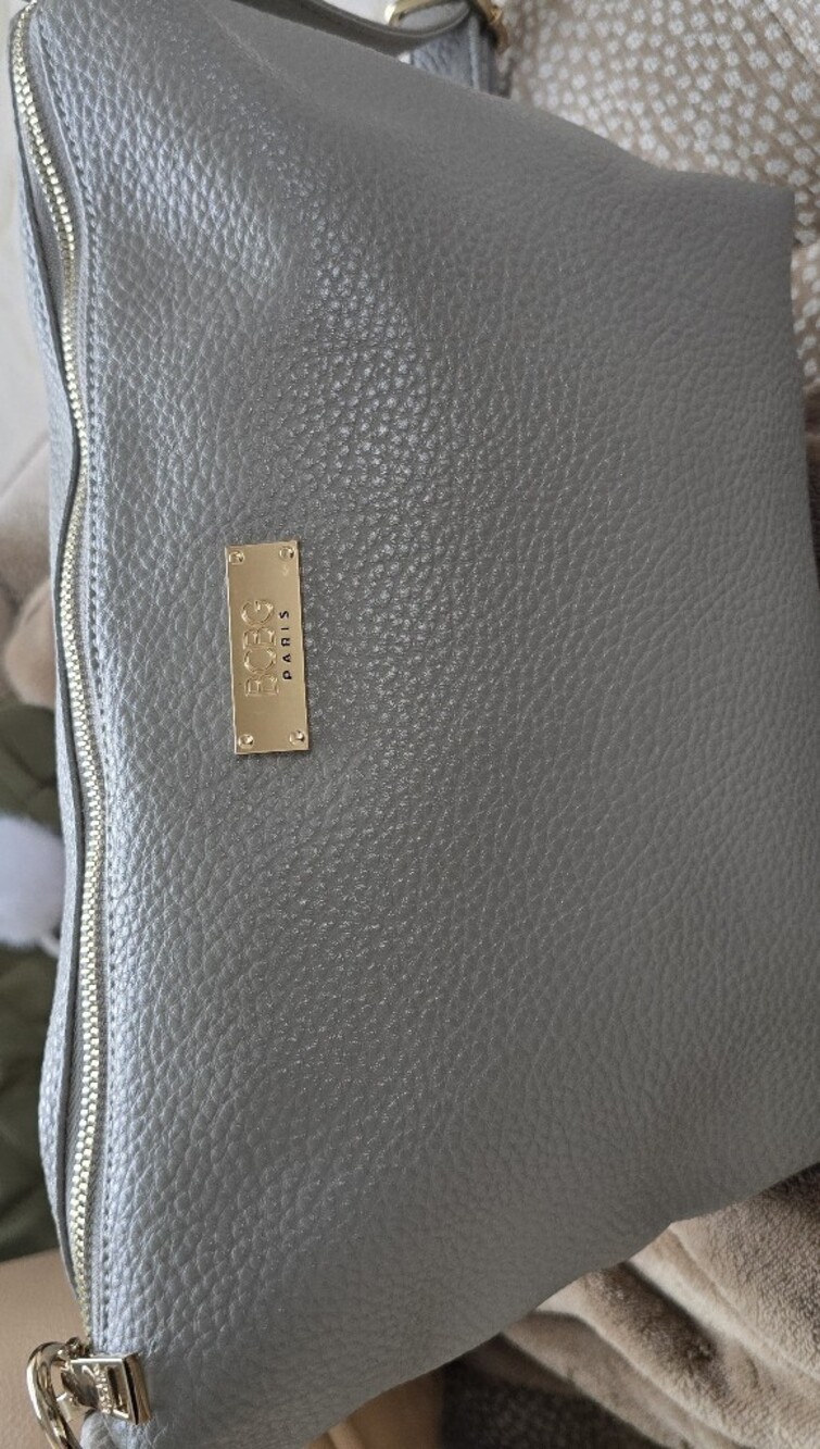 BCBG Silver/Gray Pebbled Vegan Leather Crossbody Purse